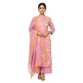 CraftEarth Women's Pink Floral Printed Suit Set with Dupatta K-D161