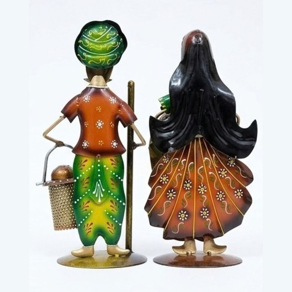 Ethnic Iron Rajasthani Village Couple Showpiece Set I-284-A