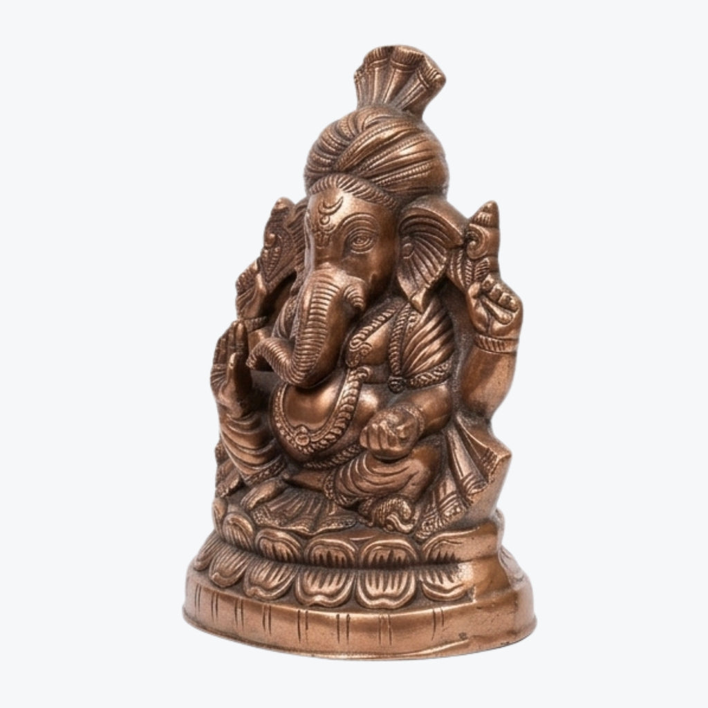 Handcrafted Lord Ganesha Idol in Premium Gunmetal Copper Finish G-282-A