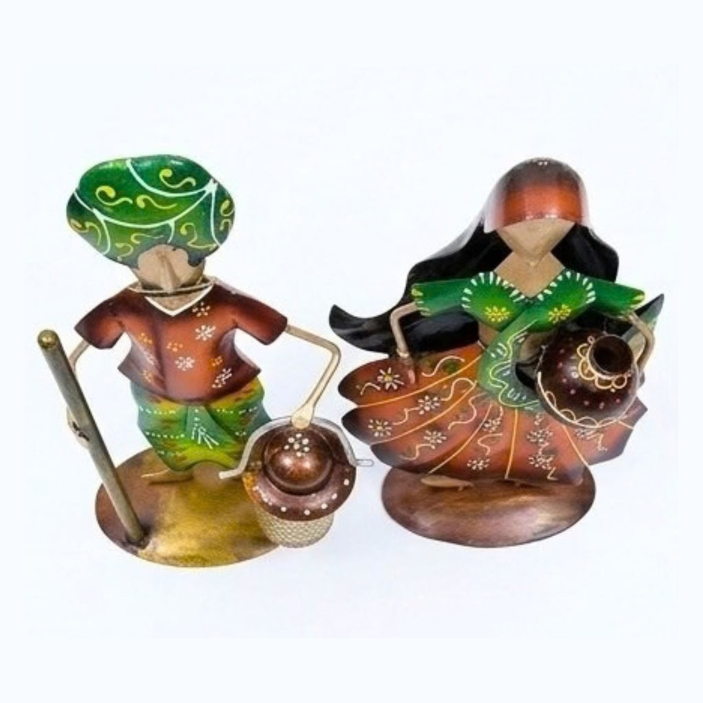 Ethnic Iron Rajasthani Village Couple Showpiece Set I-284-A