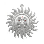 Auspicious White Metal Surya Dev Sun Face Wall Hanging – Sacred Spiritual Vastu & Feng Shui Home Decor Plaque W-60-A