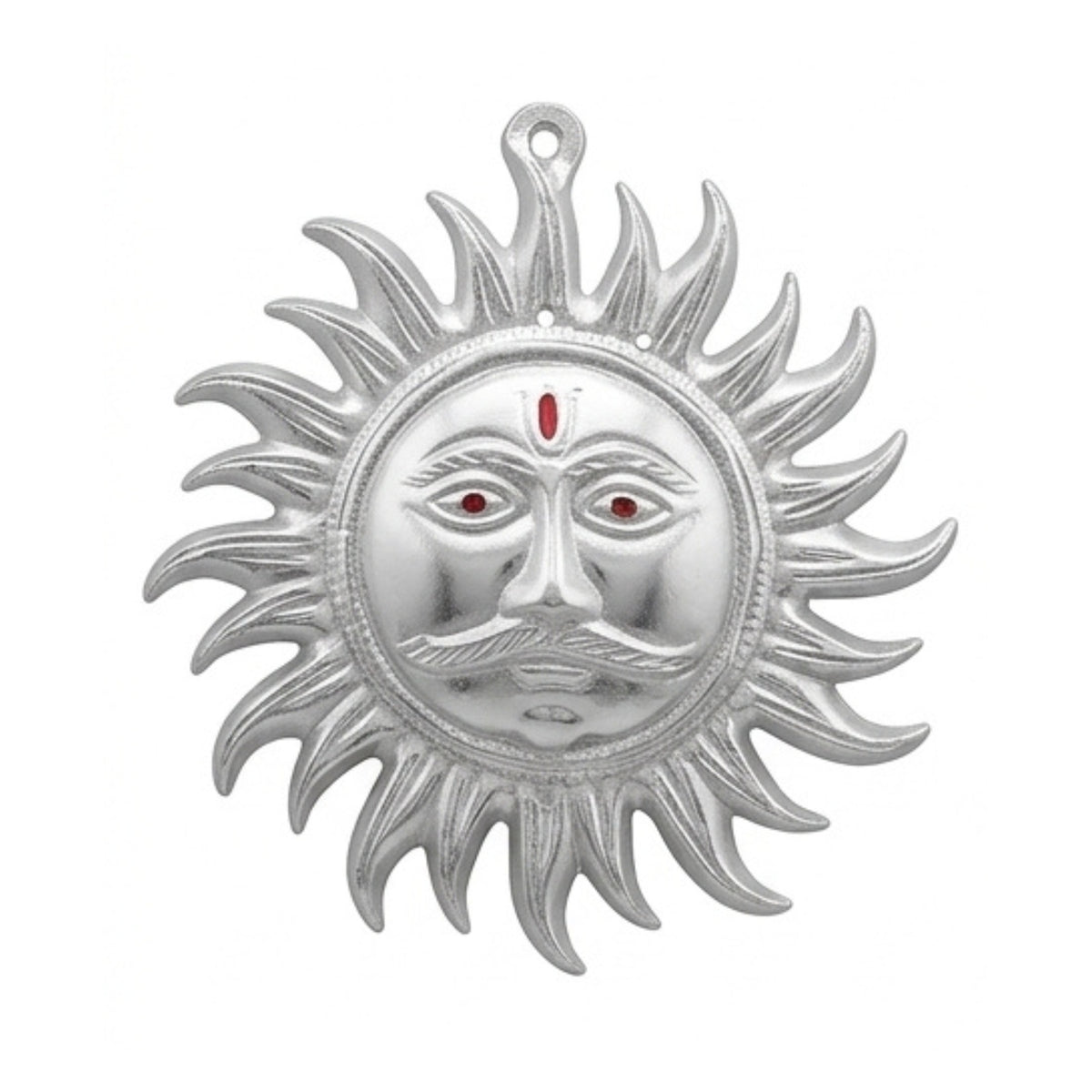 Auspicious White Metal Surya Dev Sun Face Wall Hanging – Sacred Spiritual Vastu & Feng Shui Home Decor Plaque W-60-A