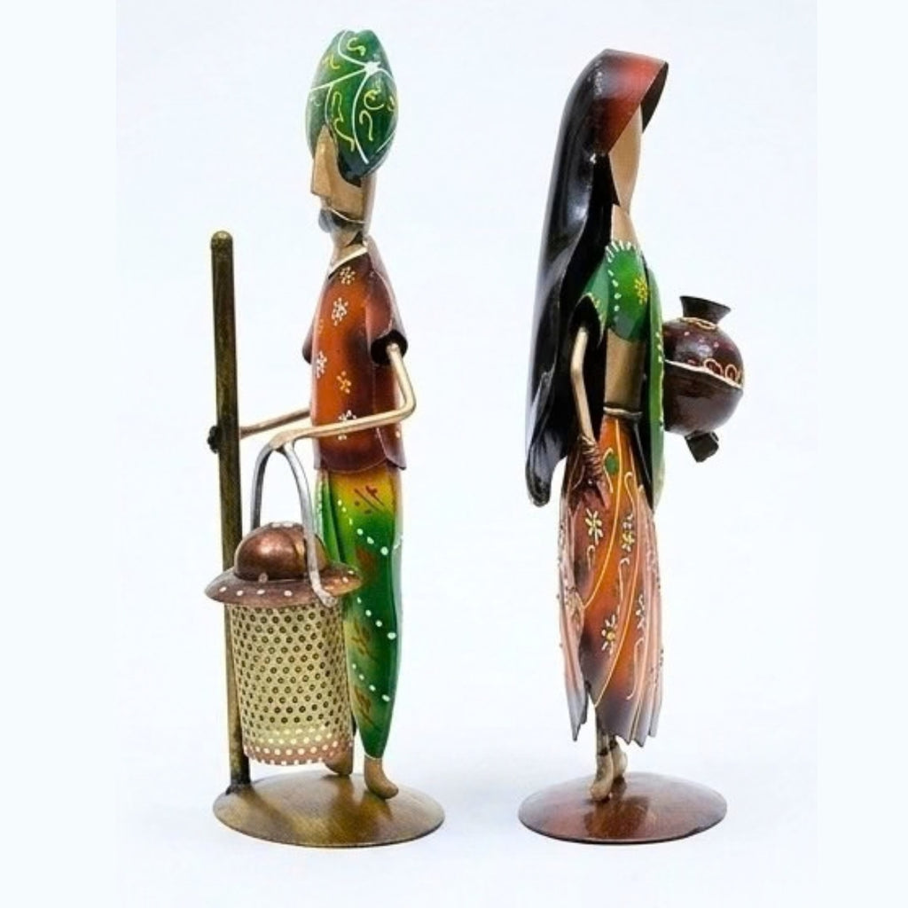 Ethnic Iron Rajasthani Village Couple Showpiece Set I-284-A
