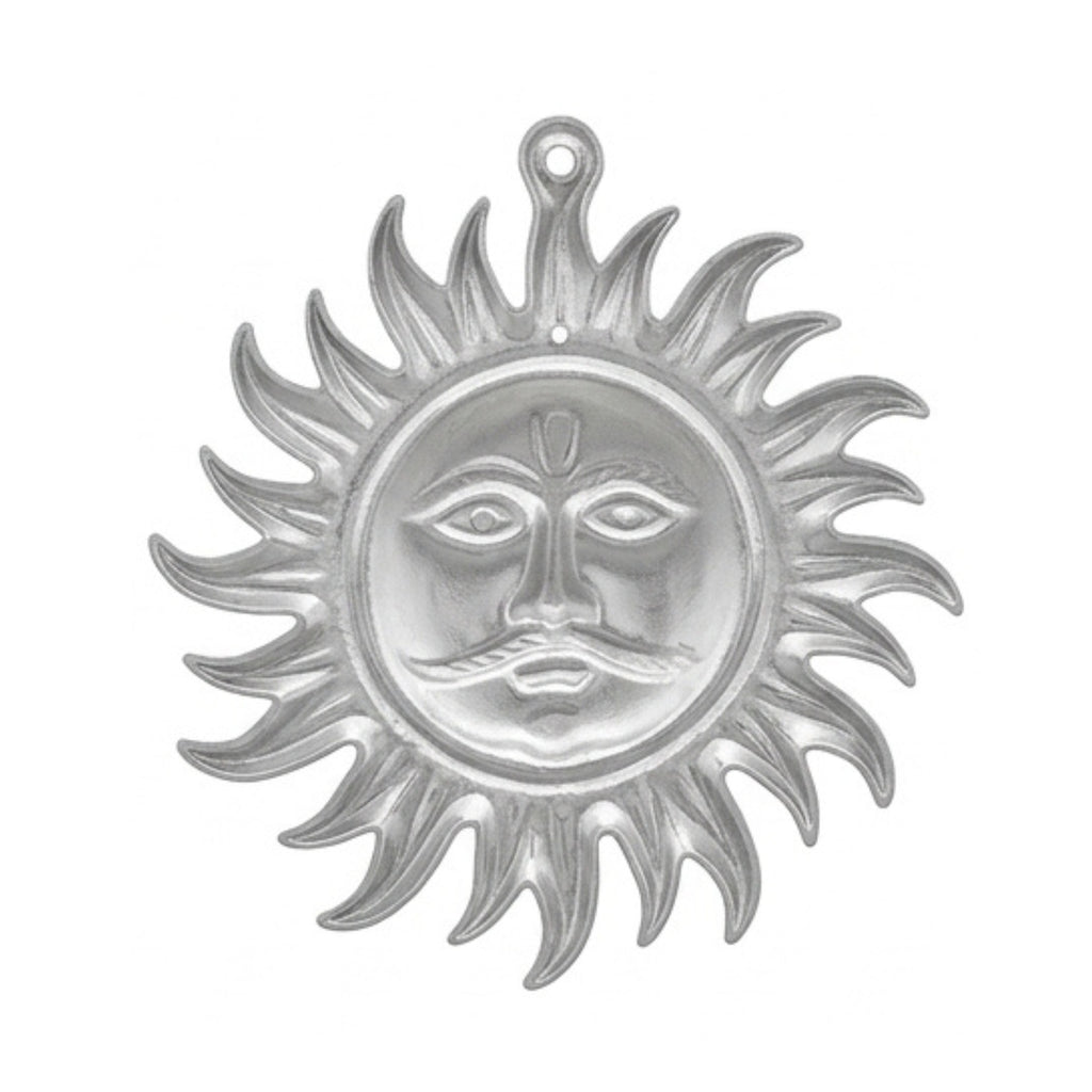Auspicious White Metal Surya Dev Sun Face Wall Hanging – Sacred Spiritual Vastu & Feng Shui Home Decor Plaque W-60-A