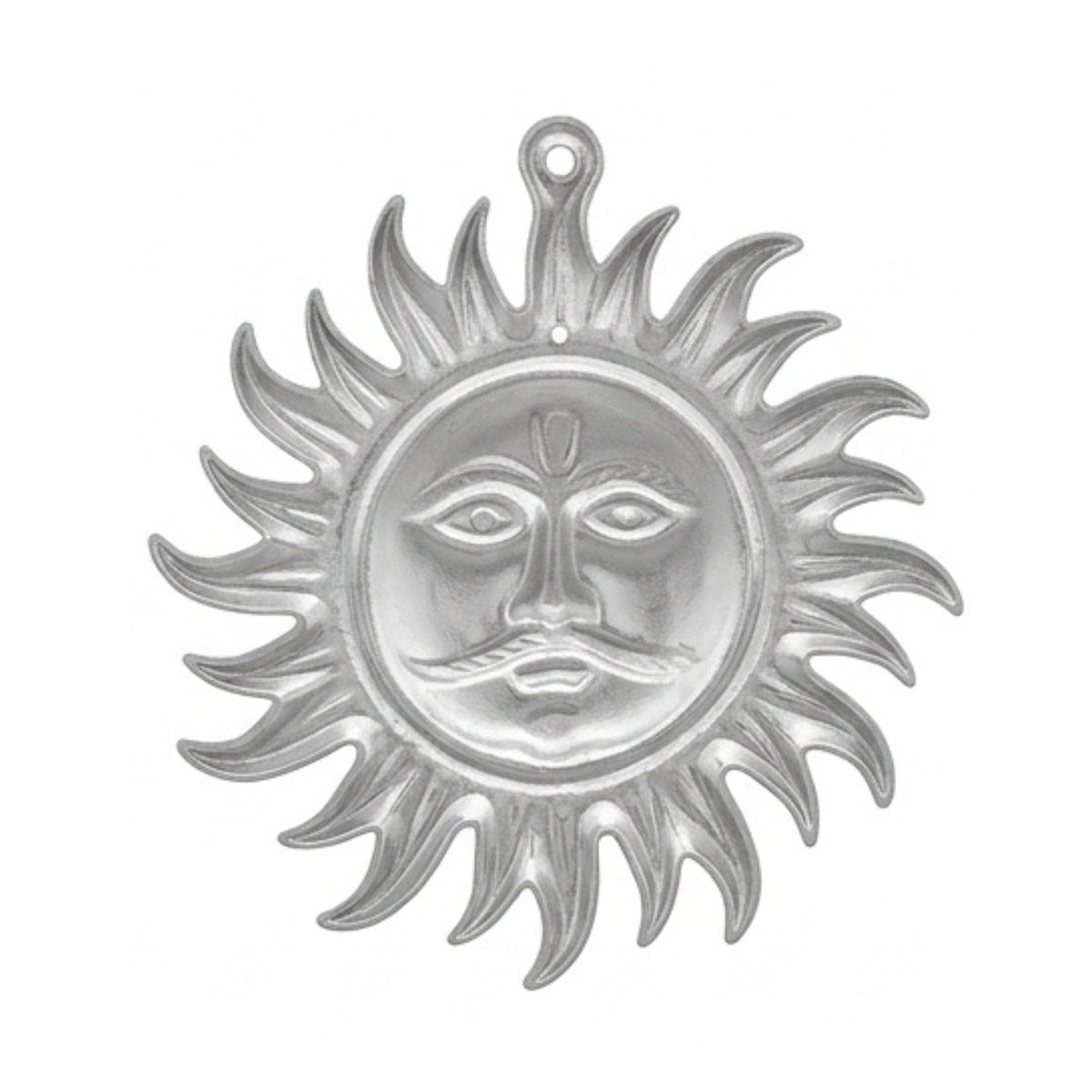 Auspicious White Metal Surya Dev Sun Face Wall Hanging – Sacred Spiritual Vastu & Feng Shui Home Decor Plaque W-60-A