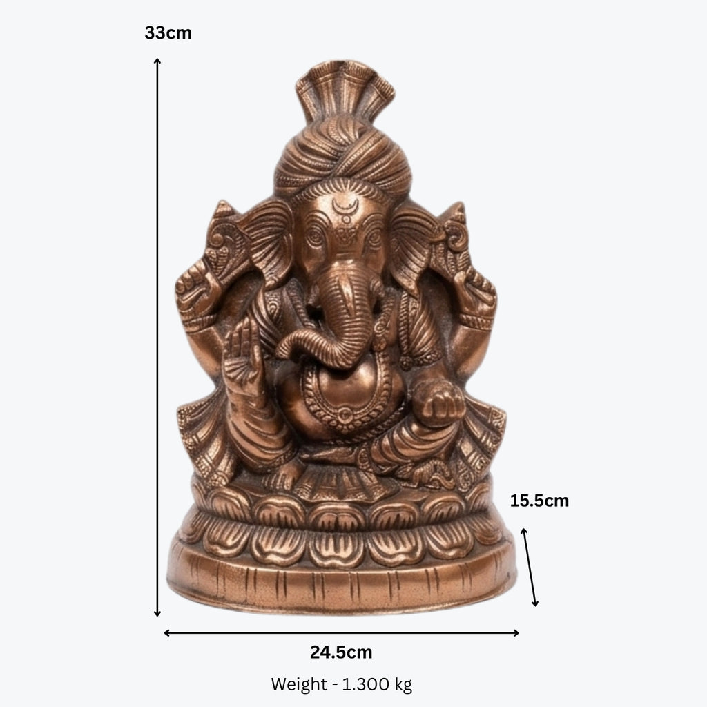 Handcrafted Lord Ganesha Idol in Premium Gunmetal Copper Finish G-282-A
