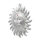 Auspicious White Metal Surya Dev Sun Face Wall Hanging – Sacred Spiritual Vastu & Feng Shui Home Decor Plaque W-60-A