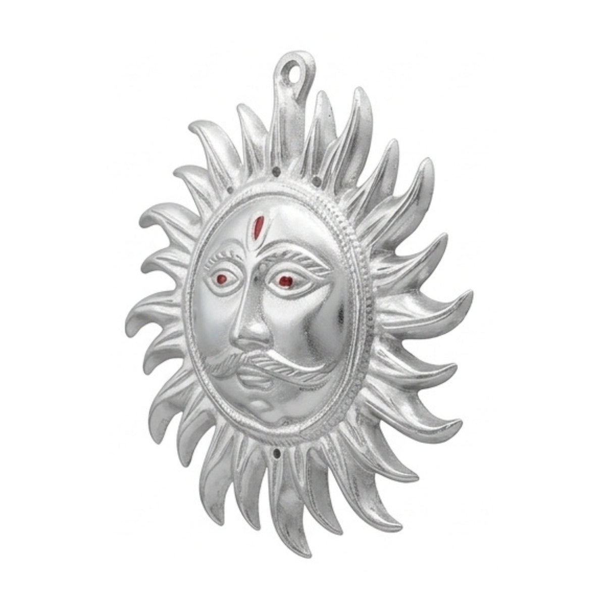Auspicious White Metal Surya Dev Sun Face Wall Hanging – Sacred Spiritual Vastu & Feng Shui Home Decor Plaque W-60-A