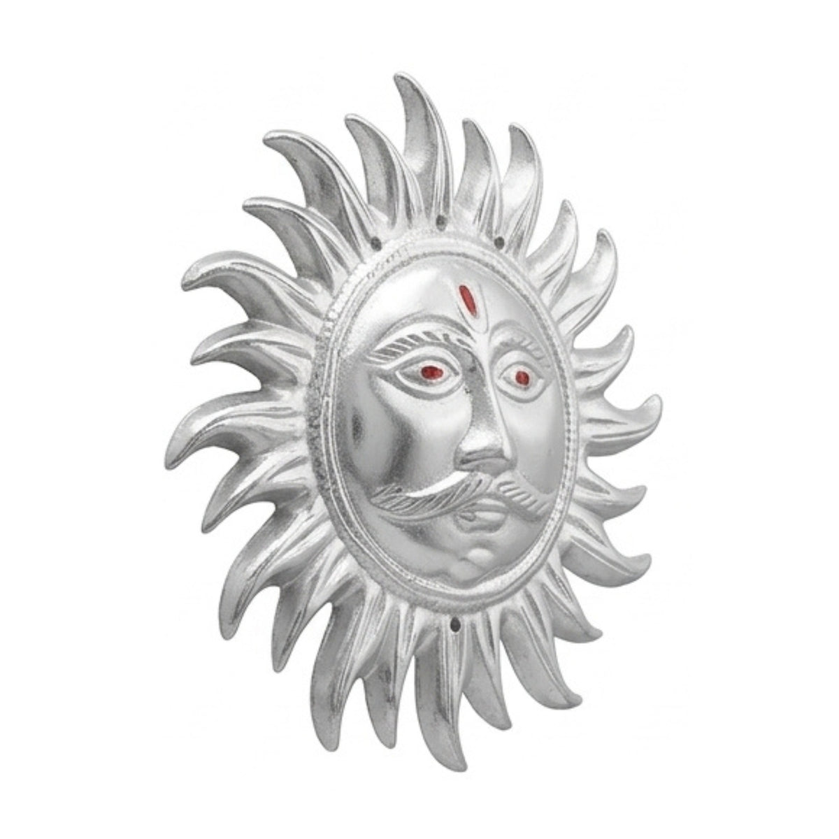 Auspicious White Metal Surya Dev Sun Face Wall Hanging – Sacred Spiritual Vastu & Feng Shui Home Decor Plaque W-60-A