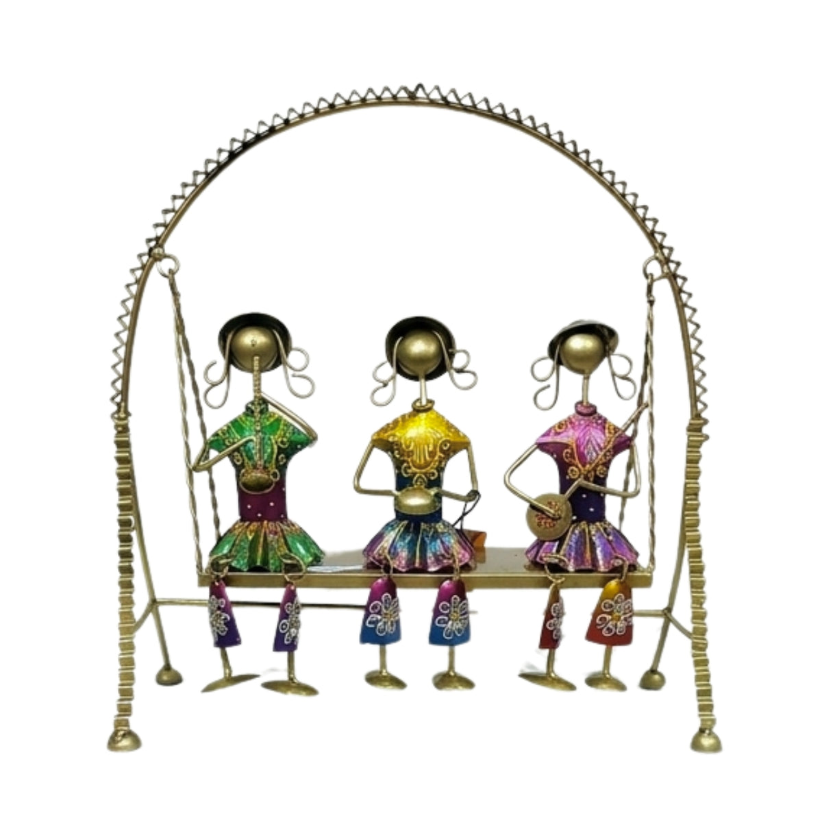 Handcrafted Rajasthani Metal Musicians on Swing Showpiece I-200-A