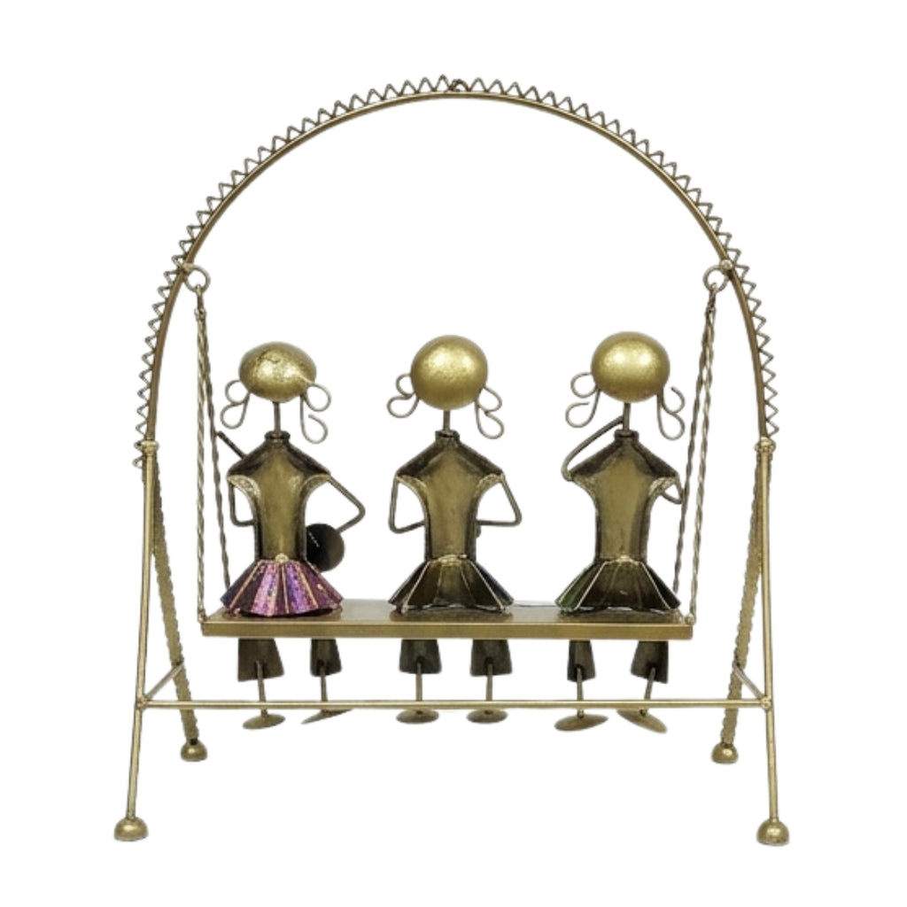 Handcrafted Rajasthani Metal Musicians on Swing Showpiece I-200-A