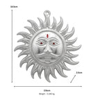 Auspicious White Metal Surya Dev Sun Face Wall Hanging – Sacred Spiritual Vastu & Feng Shui Home Decor Plaque W-60-A