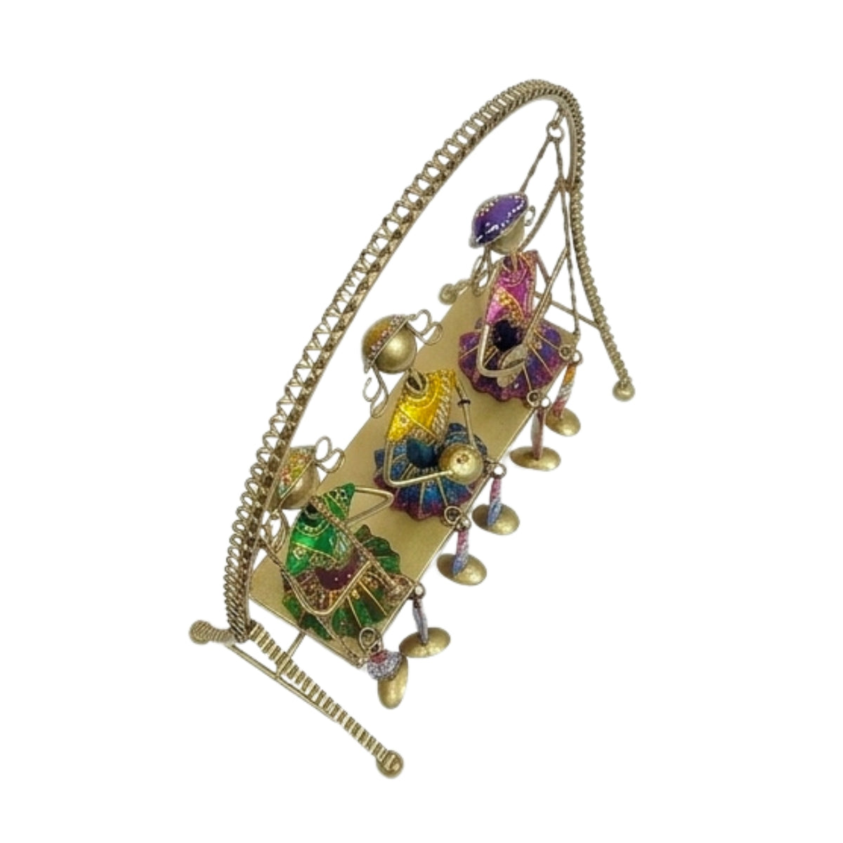 Handcrafted Rajasthani Metal Musicians on Swing Showpiece I-200-A
