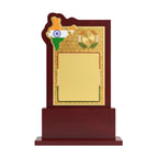 Premium Wooden India Map Memento | Golden Patriotic Award & Recognition Memento M-633