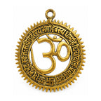 Auspicious Metal Gayatri Mantra Om Wall Hanging – Divine Sun Ring Spiritual Vastu Metal Plaque for Main Door Entrance W-125-B