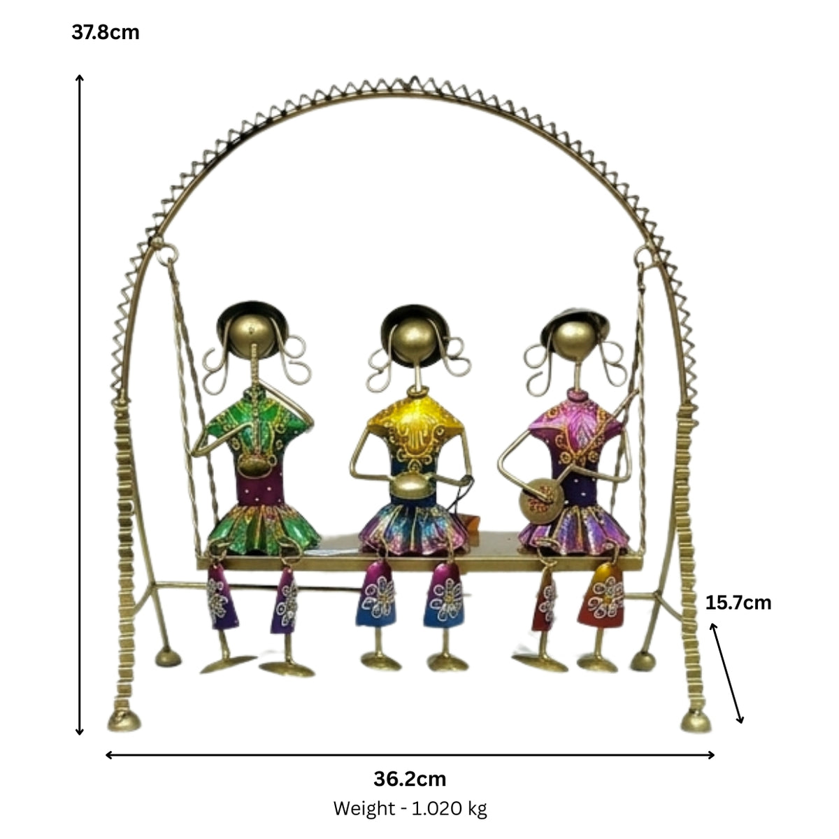 Handcrafted Rajasthani Metal Musicians on Swing Showpiece I-200-A