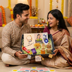 Premium Raksha Bandhan Evil Eye Gift Hamper with Bracelet, Traditional Jhumka Earrings, Chocolates, and Mixed Dry Fruits RC-14