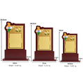 Premium Wooden India Map Memento | Golden Patriotic Award & Recognition Memento M-633