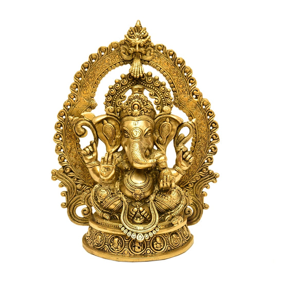 Grand Brass Lord Ganesha Idol with Decorative Arch BR-295-A