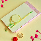 Elegant Bhaiya Bhabhi Rakhi Set – RK-133 | Beaded Green Thread Rakhi with Matching Bracelet for Bhabhi