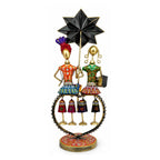 Rajasthani Wrought Iron Couple Figurine with Hanging Decorative Dolls I-289-A