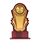 Premium Wooden Tricolor Memento Award | Elegant Golden Memento with Indian Flag Accents M-243