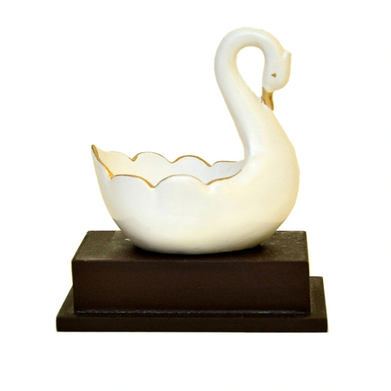 Elegant White Swan Decorative Bowl Showpiece F-108-W