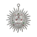 Handcrafted White Metal Surya Dev Sun Face Wall Hanging – Traditional Silver-Finish Vastu & Feng Shui Decorative Plaque with Enamel Highlights W-181-A
