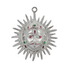 Handcrafted White Metal Surya Dev Sun Face Wall Hanging – Traditional Silver-Finish Vastu & Feng Shui Decorative Plaque with Enamel Highlights W-181-A