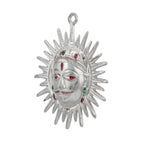 Handcrafted White Metal Surya Dev Sun Face Wall Hanging – Traditional Silver-Finish Vastu & Feng Shui Decorative Plaque with Enamel Highlights W-181-A