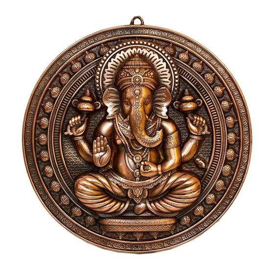 Divine Lord Ganesha Wall Hanging Antique Finish G-225-A