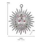 Handcrafted White Metal Surya Dev Sun Face Wall Hanging – Traditional Silver-Finish Vastu & Feng Shui Decorative Plaque with Enamel Highlights W-181-A