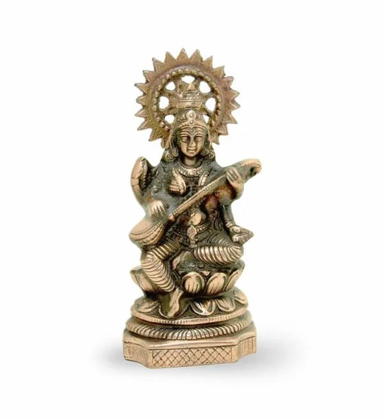 Elegant Black Metal Saraswati Idol - G-84-E