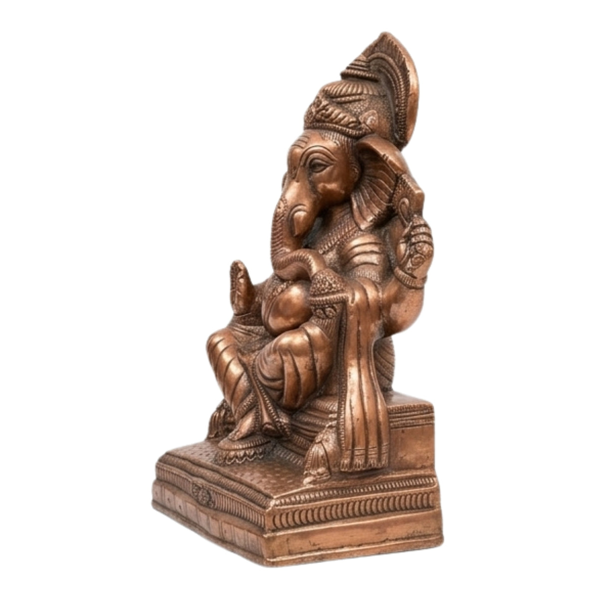 Handcrafted Antique Copper Finish Sitting Lord Ganesha Metal Idol G-69-C