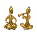 Handcrafted Metal Rajasthani Folk Musician Wall Hanging Set – Traditional Indian Tabla and Shehnai Player Metal Figurines for Home Decor W-91-A