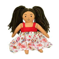 Handmade Fabric Doll “Anya” in Red Floral Dress GD-17