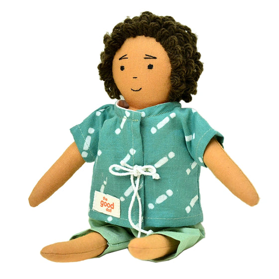 Handmade Fabric Doll “Reghu” in Green Kurta & Shorts GD-19