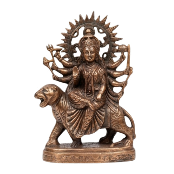 Handcrafted Gunmetal Copper Finish Goddess Durga Maa Metal Idol G-247-A