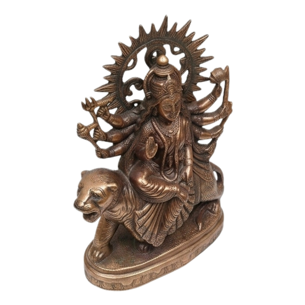 Handcrafted Gunmetal Copper Finish Goddess Durga Maa Metal Idol G-247-A