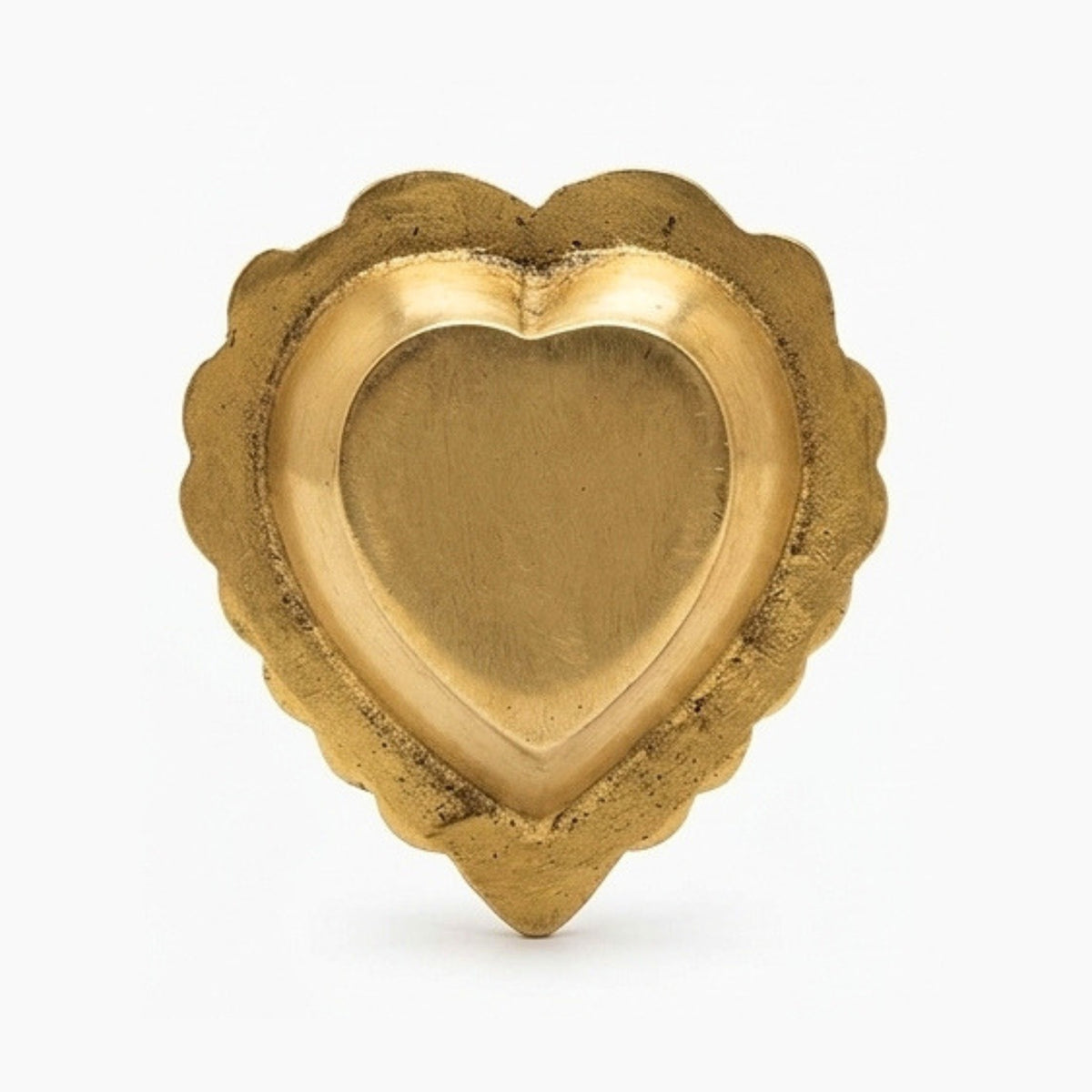 Handcrafted Antique Metal Heart-Shaped Diya – Traditional Floral Engraved Oil Lamp for Pooja, Diwali, and Festive Home Decor W-127-A