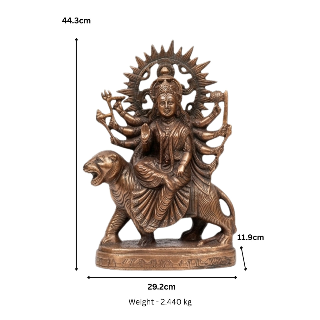 Handcrafted Gunmetal Copper Finish Goddess Durga Maa Metal Idol G-247-A