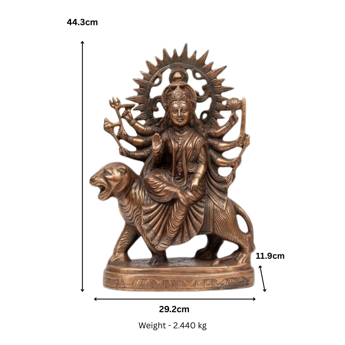 Handcrafted Gunmetal Copper Finish Goddess Durga Maa Metal Idol G-247-A