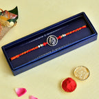 Blessed Ganesha Pure Silver Rakhi – RK-121 | Silver Charm on Sacred Red Thread for Auspicious Protection