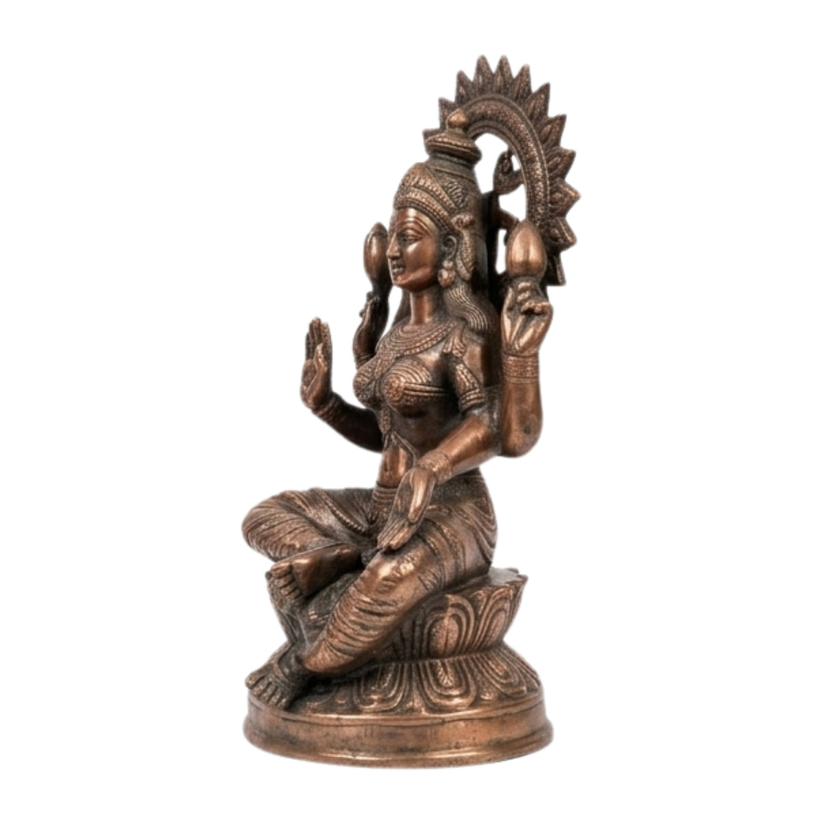 Handcrafted Metallic Copper Finish Lakshmi Idol – Spiritual Decor Artifact G-84-C