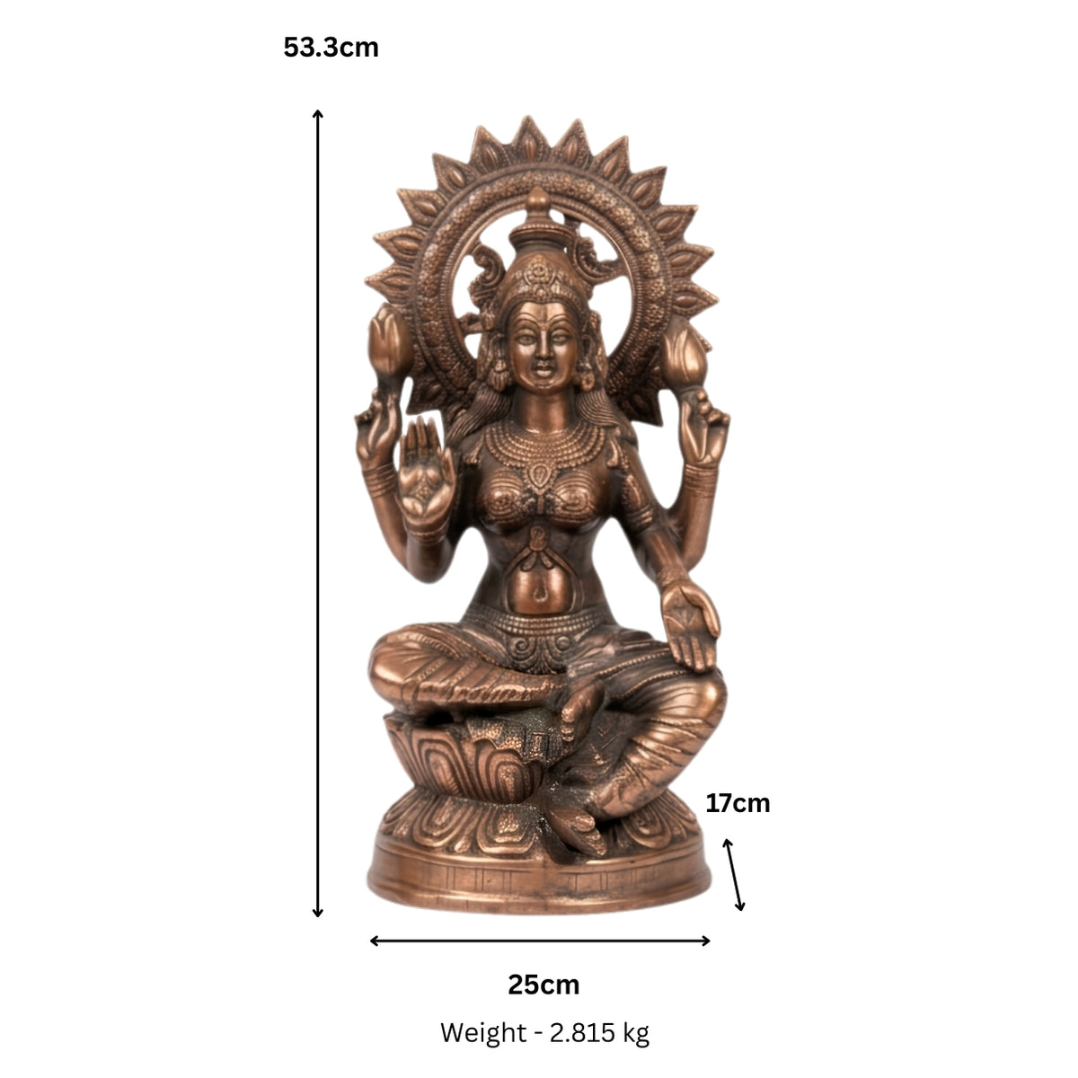 Handcrafted Metallic Copper Finish Lakshmi Idol – Spiritual Decor Artifact G-84-C