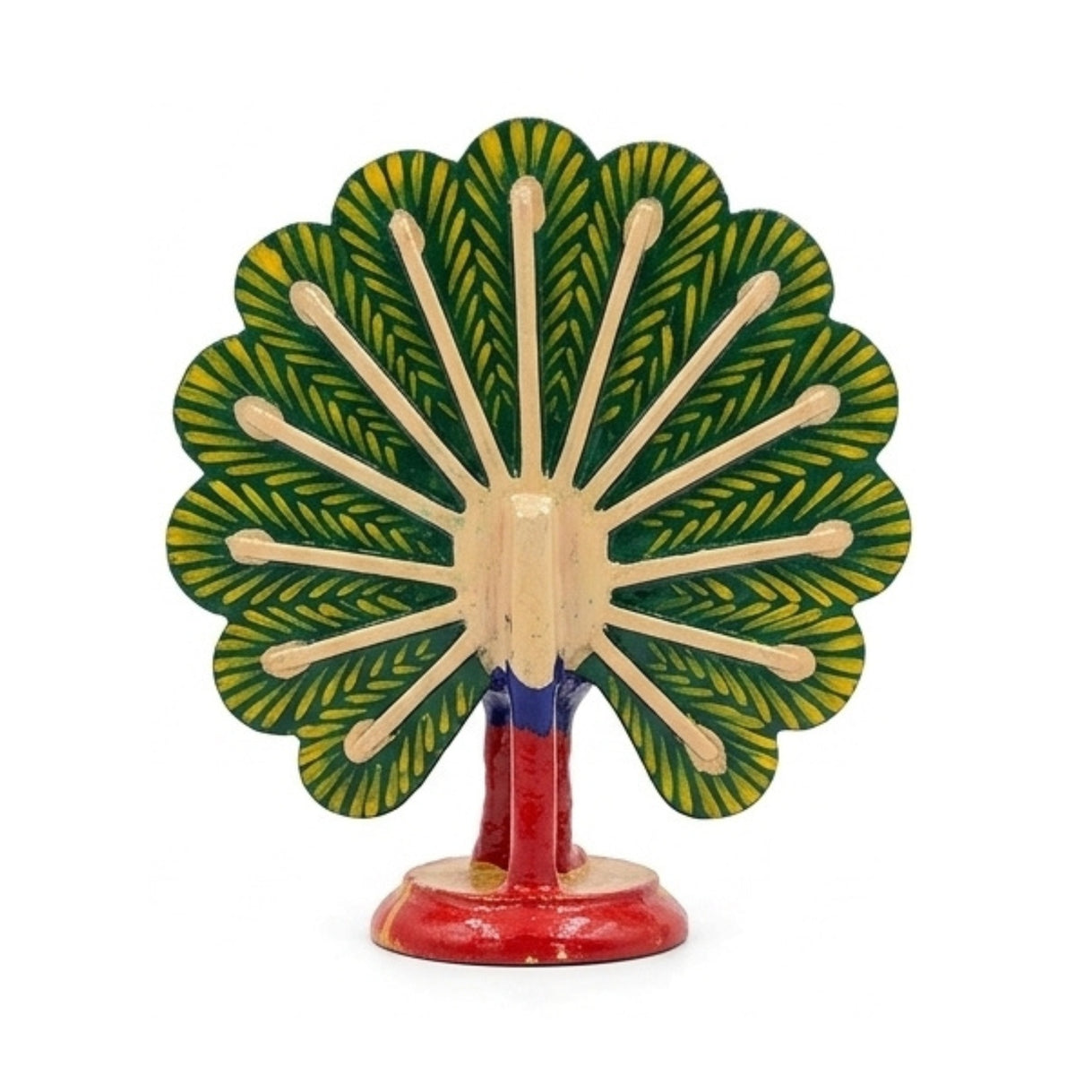 Handcrafted Rajasthani Meenakari Metal Dancing Peacock Showpiece – Colorful Enamel-Painted Traditional Indian Bird Altar Figurine W-119-A