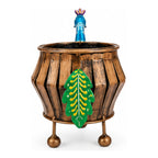 Rajasthani Wrought Iron Peacock Metal Planter and Decorative Urn I-314-A