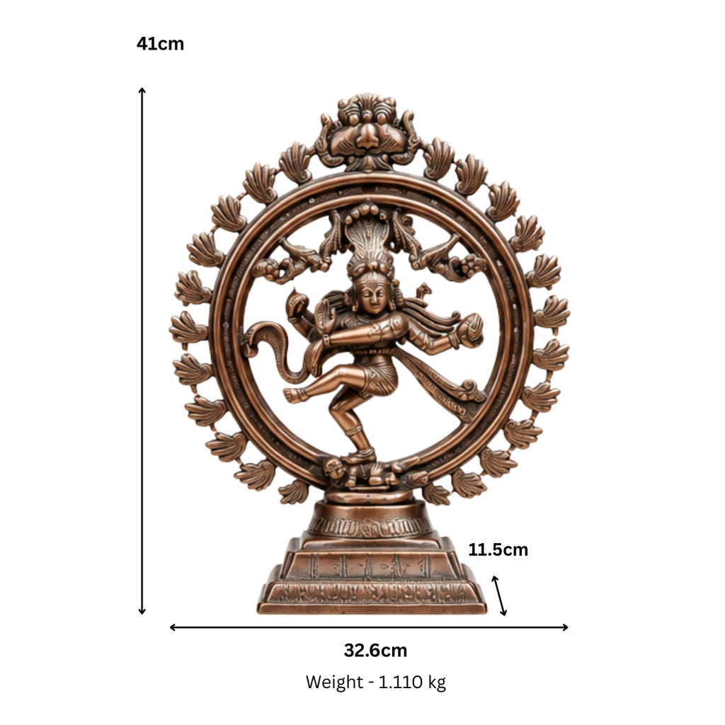Divine Lord Shiva Natraj Statue in Gunmetal Copper Tone – Spiritual Art Masterpiece G-107-C