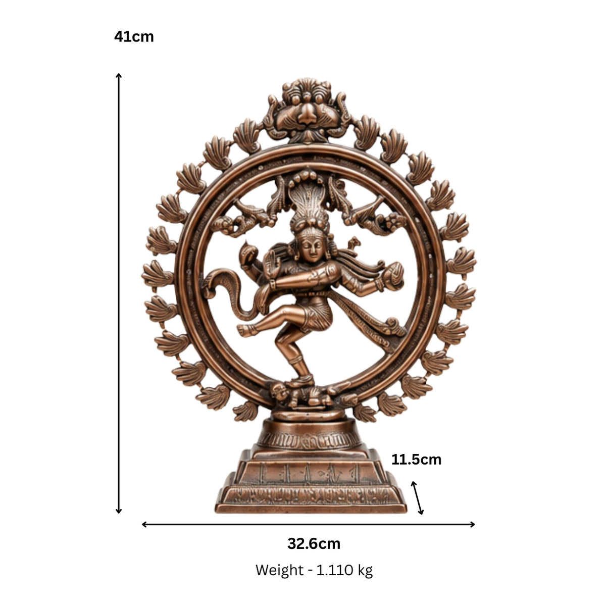 Divine Lord Shiva Natraj Statue in Gunmetal Copper Tone – Spiritual Art Masterpiece G-107-C
