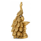 Exquisite Handcrafted Brass Peacock Diya – Traditional Single Wick Oil Lamp for Home Decor & Pooja BR-205-A